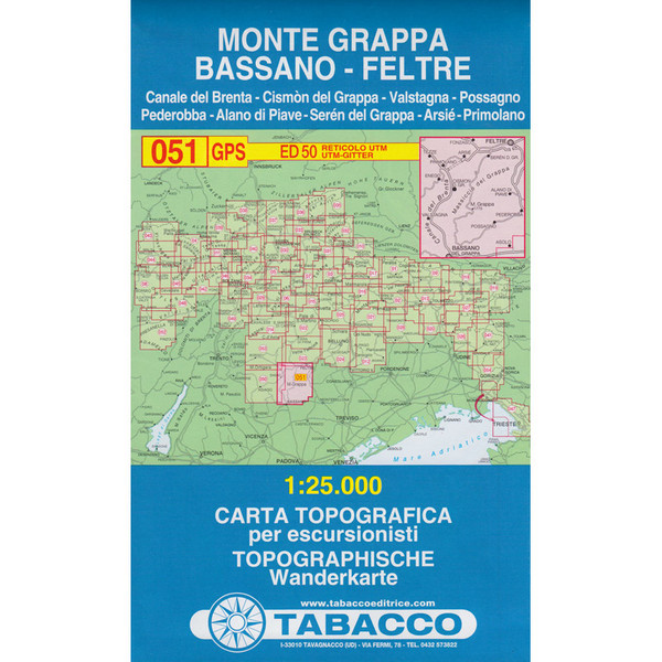 TABACCO 051 MONTE GRAPPA-BASSANO Wanderkarte TABACCO EDITRICE