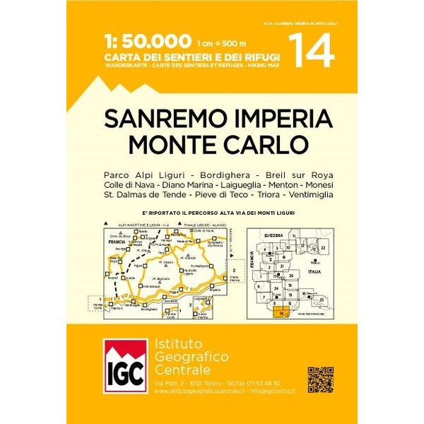 14 SAN REMO - IMPERIA - MONTE CARLO Wanderkarte NOPUBLISHER