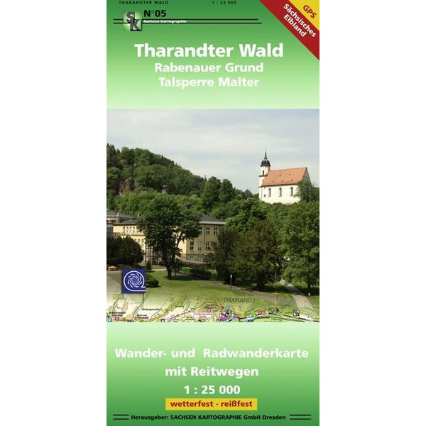 Tharandter Wald, Rabenauer Grund, Talsperre Malter Wanderkarte NOCOLOR