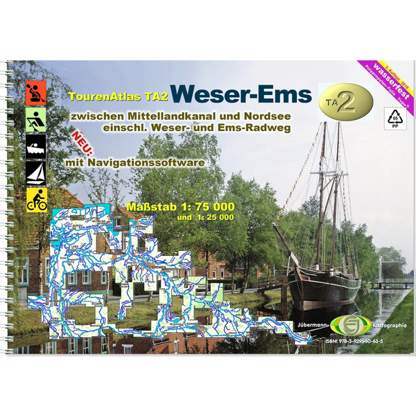 TOURENATLAS TA2 WASSERWANDERN 02 WESER-EMS Wasserkarte NOPUBLISHER