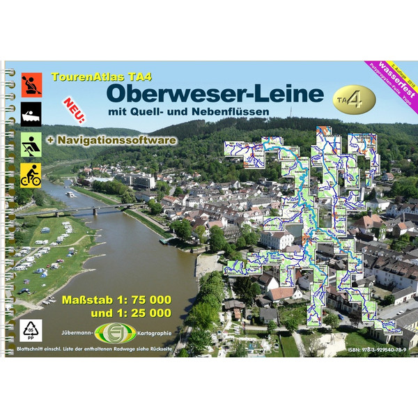 TOURENATLAS TA4 WASSERWANDERN 04 OBERWESER-LEINE Wasserkarte NOPUBLISHER