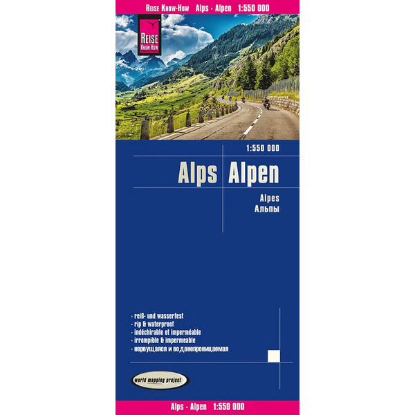 Reise Know-How Landkarte Alpen 1:550.000 Straßenkarte NOPUBLISHER