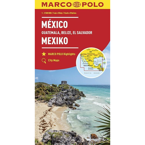 MARCO POLO Kontinentalkarte Mexiko, Guatemala, Belize, El Salvador 1: 2 500 000 Straßenkarte NOPUBLISHER