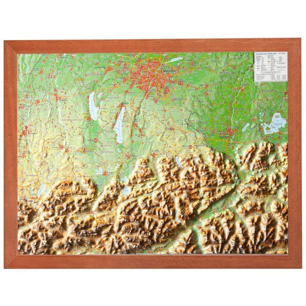 Relief Bayerisches Oberland 1:400.000 mit Holzrahmen Karte NOPUBLISHER