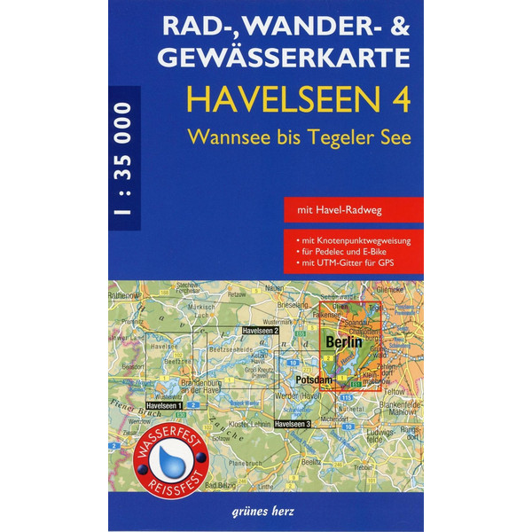 Rad-, Wander- und Gewässerkarte Havelseen 4: Wannsee bis Tegeler See Fahrradkarte NOPUBLISHER