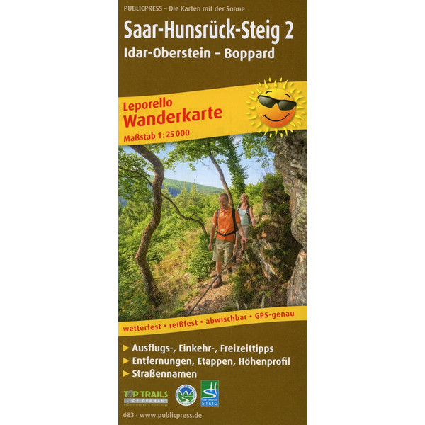 Saar-Hunsrück-Steig 2. Idar-Oberstein - Boppard Wanderkarte 1 : 25 000 Wanderkarte NOPUBLISHER