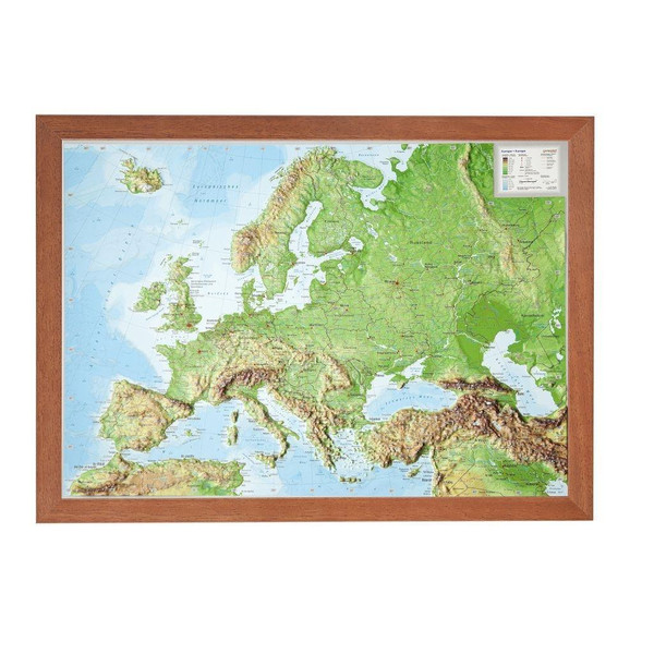 Relief Europa 1:16 MIO mit Holzrahmen Karte NOPUBLISHER