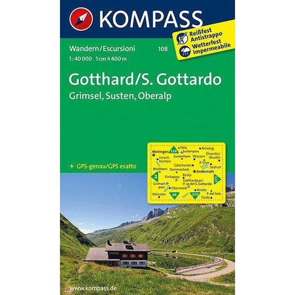 Gotthard / S. Gottardo - Grimsel - Susten - Oberalp 1 : 40 000 Wanderkarte NOPUBLISHER