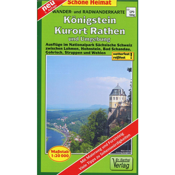 Radwander- und Wanderkarte Königstein, Kurort Rathen und Umgebung 1 : 20 000 Wanderkarte NOPUBLISHER