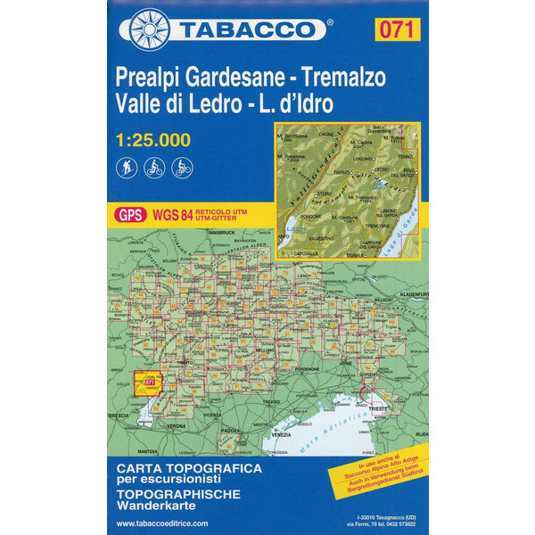 Tabacco Wandern 1 : 25 000 Prealpi Gardesane -Tremalzo Valle di Ledro-L.d'Idro Wanderkarte NOPUBLISHER