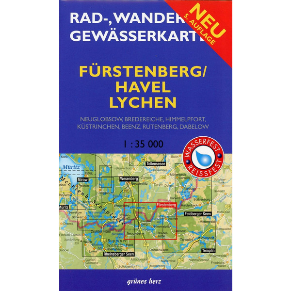Fürstenberg/Havel, Lychen 1 : 35 000 Rad-, Wander- und Gewässerkarte Fahrradkarte NOPUBLISHER