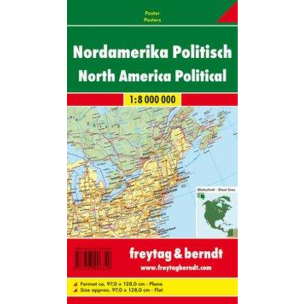 Nordamerika physisch-politisch 1 : 8 000 000 Planokarte Straßenkarte FREYTAG + BERNDT