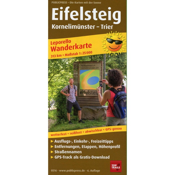 Wanderkarte Eifelsteig, Kornelimünster - Trier 1 : 25 000 Wanderkarte PUBLICPRESS