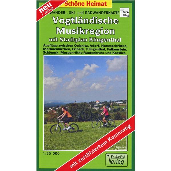  Wander-, Ski- und Radwanderkarte Vogtländische Musikregion mit Stadtplan Klingenthal 1 : 35 000 - Wanderkarte