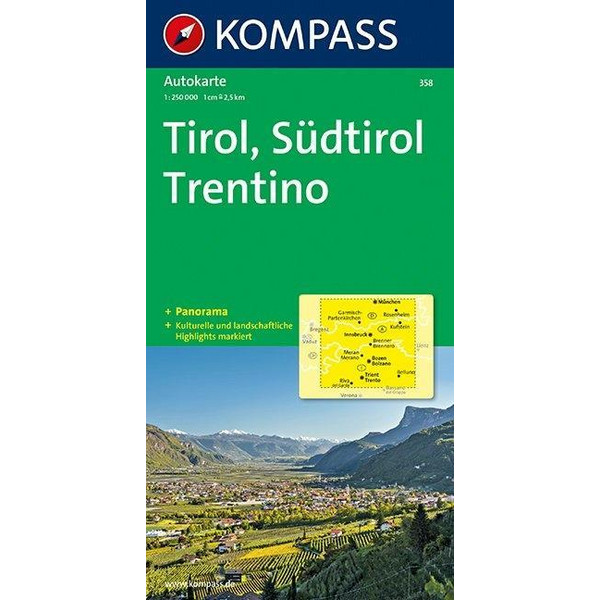  Tirol - Südtirol - Trentino - Panorama 1 : 250 000 - Straßenkarte