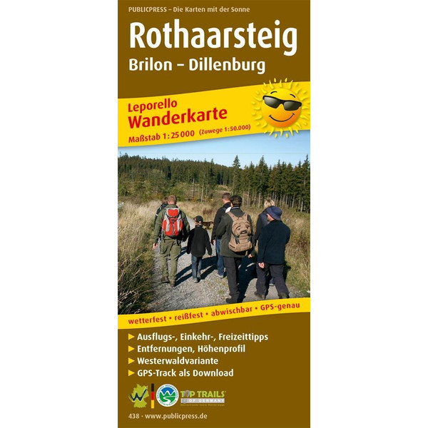 Wanderkarte Rothaarsteig, Brilon - Dillenburg 1 : 25 000 Wanderkarte PUBLICPRESS