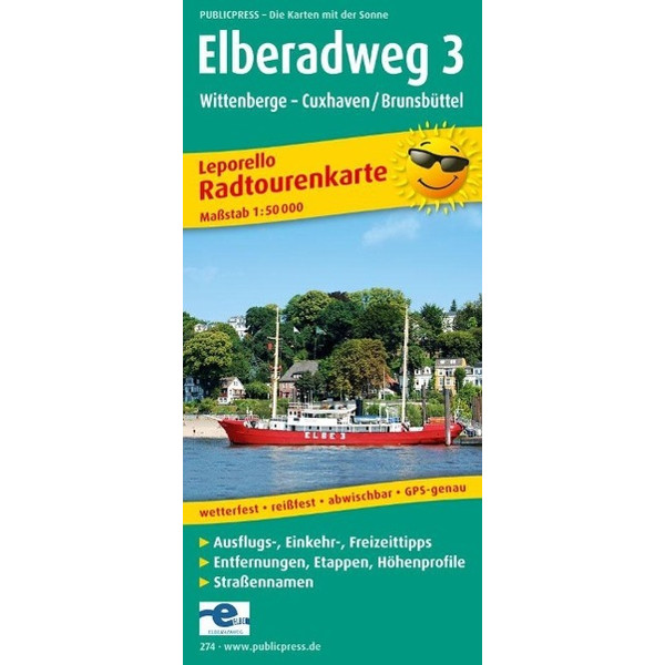 Radwanderkarte Elberadweg 03. Wittenberge - Cuxhaven/Brunsbüttel 1 : 50 000 Fahrradkarte PUBLICPRESS