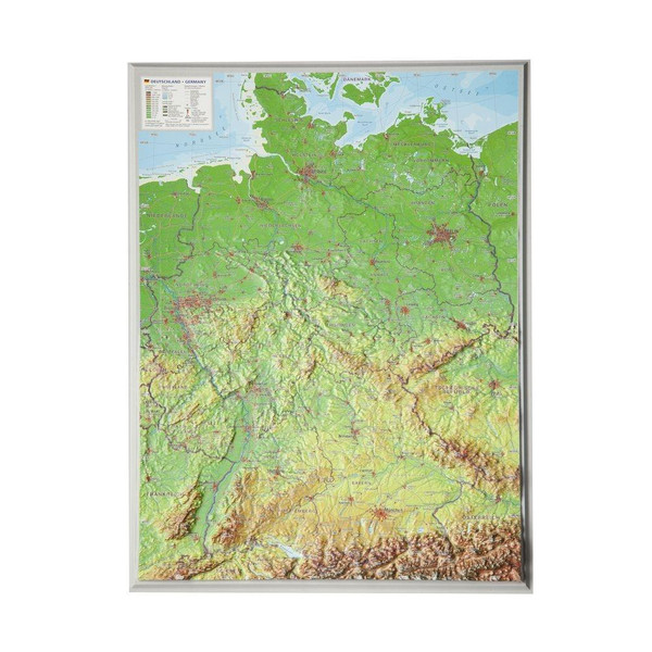 Reliefkarte Deutschland klein 1 : 2 400 000 Karte GEORELIEF GBR
