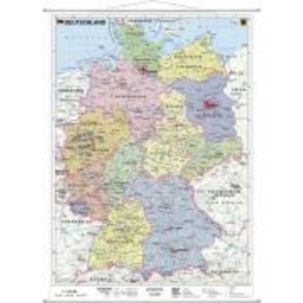 Deutschland, politisch 1 : 1 000 000. Wandkarte Kleinformat mit Metallstäben Poster STIEFEL EUROCART GMBH