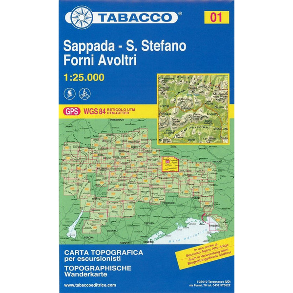 Tabacco Wandern 1 : 25 000 Sappada - San Stefano - Forni Avoltri Wanderkarte TABACCO EDITRICE