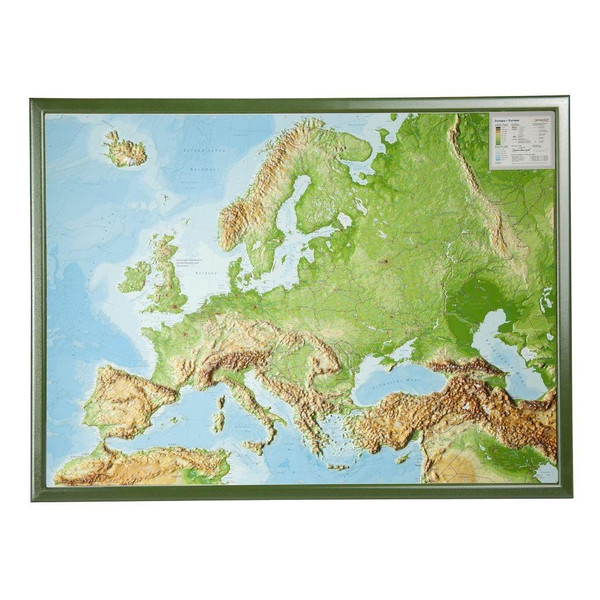 Reliefkarte Europa Gross 1 : 8.000.000 mit Rahmen Karte GEORELIEF GBR