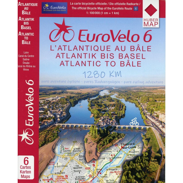 EuroVelo 6 (Atlantic - Basel) 1:100 000 Fahrradkarte HUBER KARTOGRAPHIE &  VERLAG