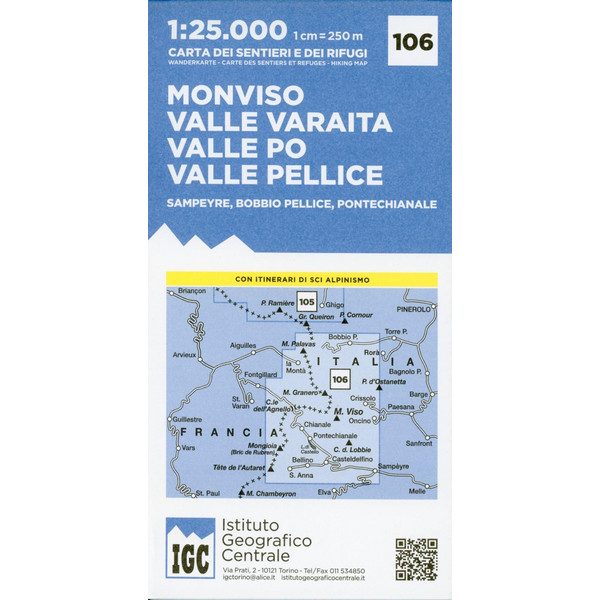 IGC Italien 1 : 25 000 Wanderkarte 106 Monviso Wanderkarte ISTITUTO GEOGRAFICO CENTRALE