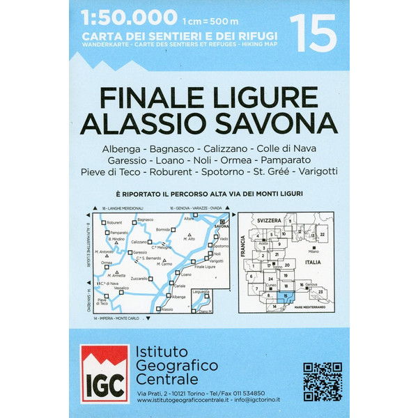 IGC Italien 1 : 50 000 Wanderkarte 15 Albenga Alassio Savona Wanderkarte ISTITUTO GEOGRAFICO CENTRALE