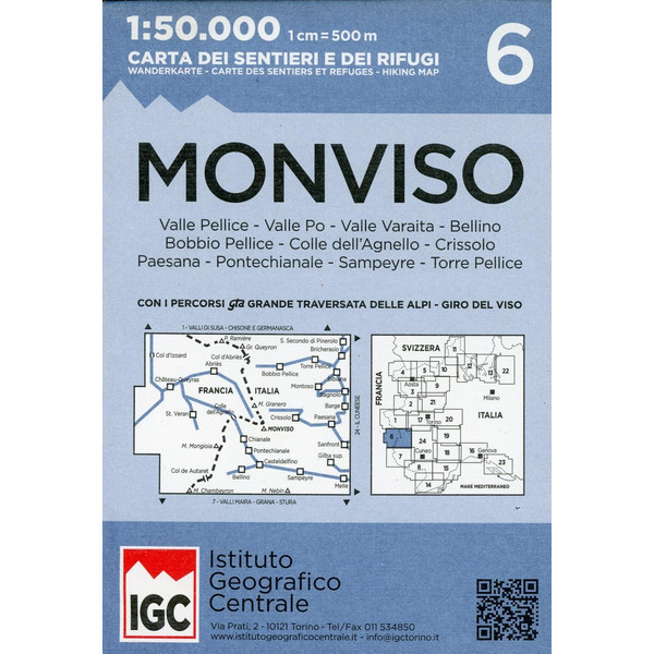 IGC Italien 1 : 50 000 Wanderkarte 6 Monviso Wanderkarte ISTITUTO GEOGRAFICO CENTRALE