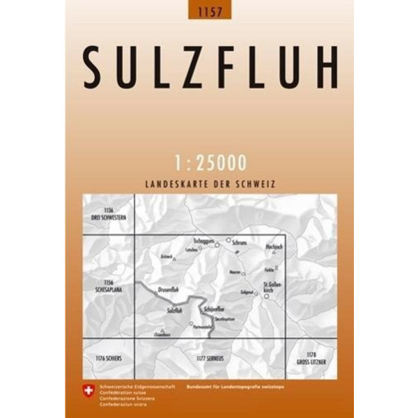 Swisstopo 1 : 25 000 Sulzfluh Wanderkarte BUNDESAMT FÜR LANDESTOPOG