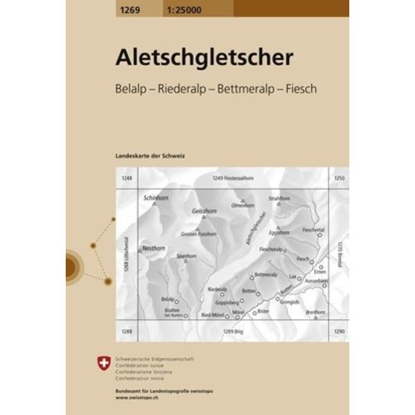 Swisstopo 1 : 25 000 Aletschgletscher Wanderkarte BUNDESAMT FÜR LANDESTOPOG
