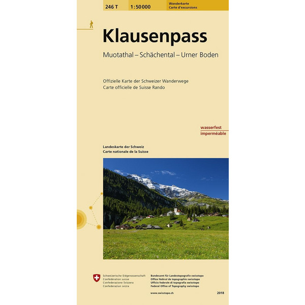 Swisstopo 1 : 50 000 Klausenpass Wanderkarte BUNDESAMT FÜR LANDESTOPOG
