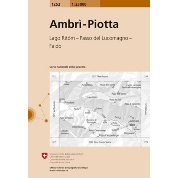 Swisstopo 1 : 25 000 Ambri-Piotta Wanderkarte BUNDESAMT FÜR LANDESTOPOG