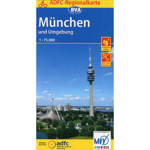 ADFC-Regionalkarte München und Umgebung, 1:75.000 Fahrradkarte BVA BIELEFELDER VERLAG