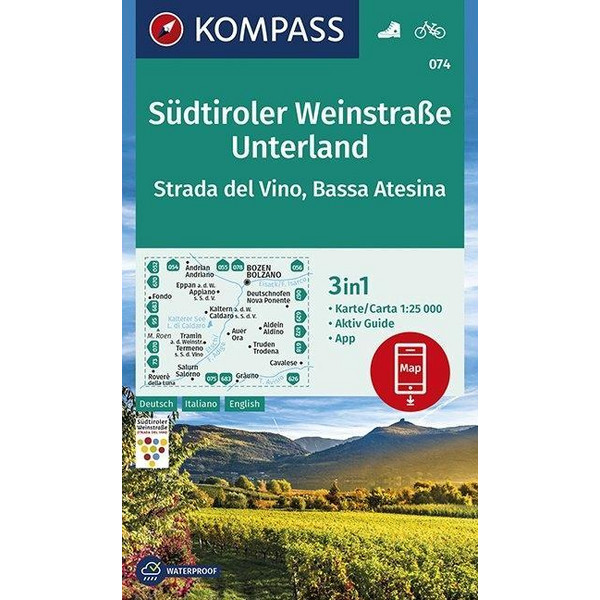 KOMPASS Wanderkarte Südtiroler Weinstraße, Unterland, Strada del Vino, Bassa Atesina 1:25 000 Wanderkarte KOMPASS KARTEN GMBH