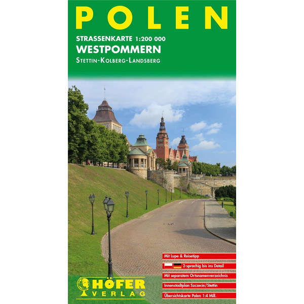 Höfer Polen PL 001. Westpommern - Stettin /Kolberg /Landsberg Straßenkarte HÖFER VERLAG