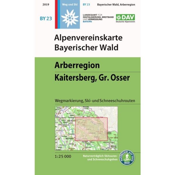 Alpenvereinskarte Bayerischer Wald, Arberregion, Kaitersberg, Osser 1:25 000 Wanderkarte DEUTSCHER ALPENVEREIN