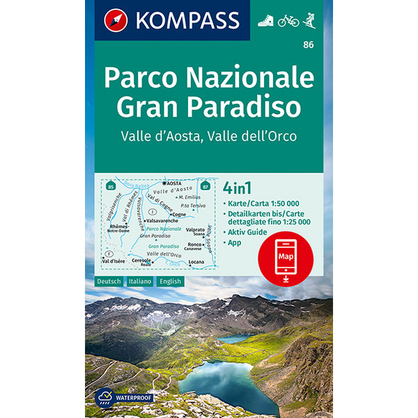  KOMPASS Wanderkarte Parco Nazionale Gran Paradiso, Valle d'Aosta, Valle dell'Orco 1:50 000 - Wanderkarte