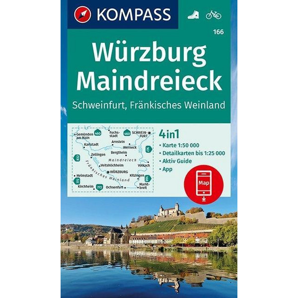 KOMPASS Wanderkarte Würzburg, Maindreieck, Schweinfurt, Fränkisches Weinland 1:50 000 - Wanderkarte