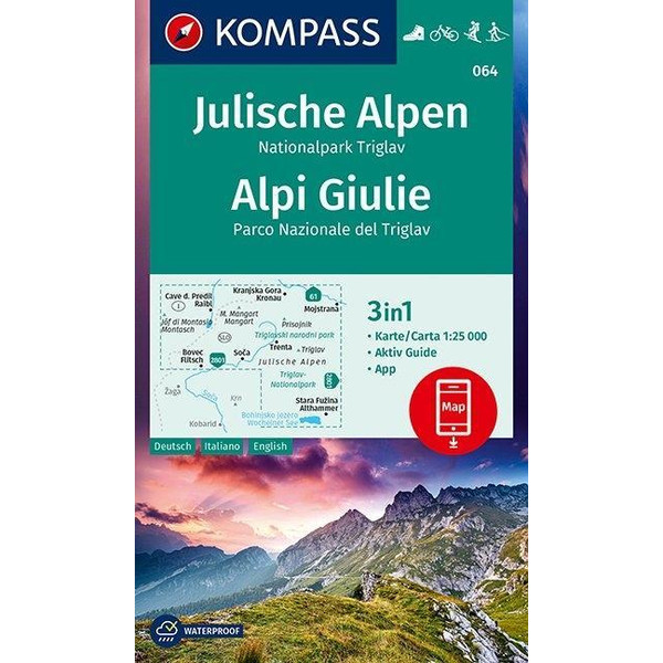 KOMPASS Wanderkarte Julische Alpen, Nationalpark Triglav, Alpi Giulie 1:25 000 Wanderkarte KOMPASS KARTEN GMBH
