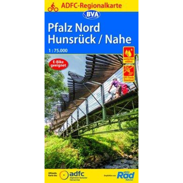  ADFC-Regionalkarte Pfalz Nord/ Hunsrück/ Nahe, 1:75.000, reiß- und wetterfest, GPS-Tracks Download - Fahrradkarte