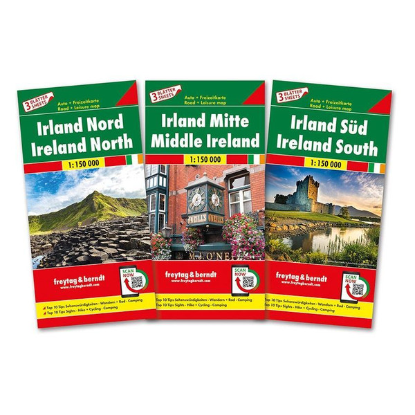  Irland, Autokarten-Set 1:150.000, 3 Blätter in Kunststoff-Hülle - Straßenkarte