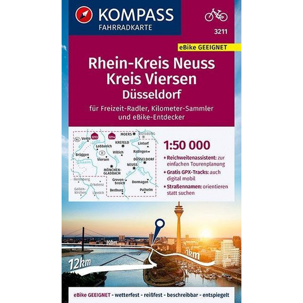 KOMPASS Fahrradkarte Rheinkreis Neuss, Kreis Viersen 1:50.000, FK 3211 - Fahrradkarte