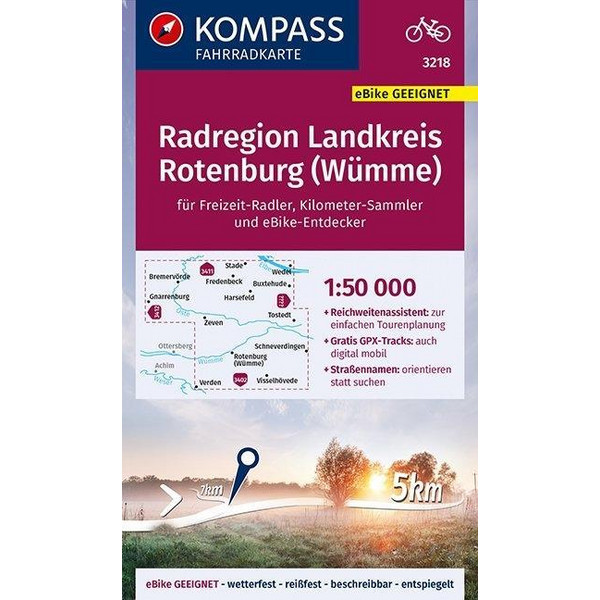  KOMPASS Fahrradkarte Radregion Landkreis Rotenburg (Wümme) 1:50.000, FK 3218 - Fahrradkarte