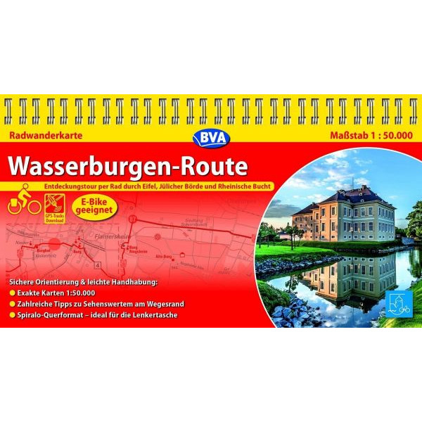 Kompakt-Spiralo BVA Wasserburgenroute, 1:50.000, mit GPS-Track Download Fahrradkarte BVA BIELEFELDER VERLAG