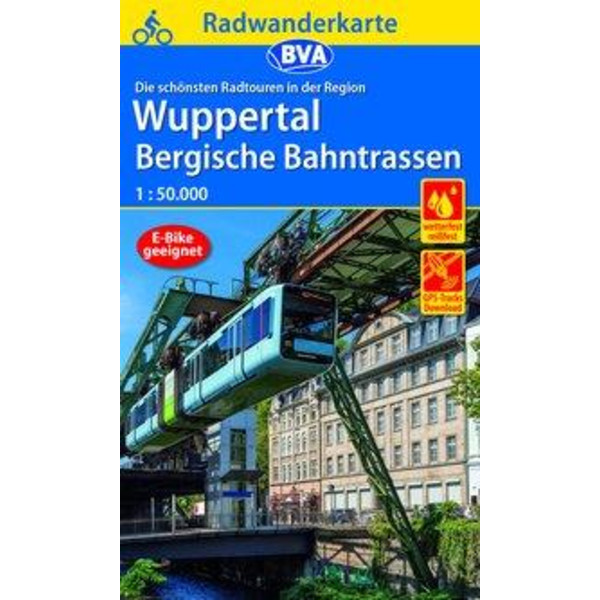  Radwanderkarte BVA Die schönsten Radtouren in der Region Wuppertal, 1:50.000, reiß- und wetterfest, GPS-Tracks Download, E-Bike geeignet - Fahrradkarte