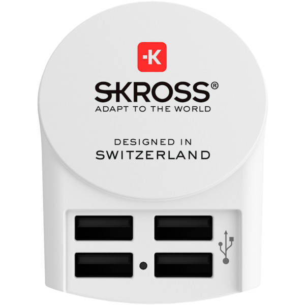 SKROSS EURO USB CHARGER 4XA Reisestecker WHITE