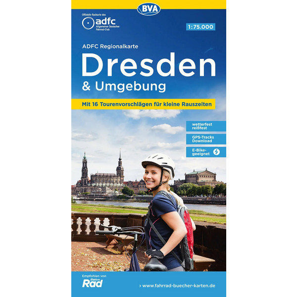 ADFC REGIONALKARTE DRESDEN &  UMGEBUNG MIT TOURENVORSCHLÄGEN Fahrradkarte BVA BIELEFELDER VERLAG