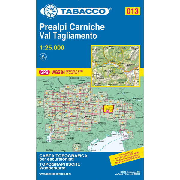 TABACCO WANDERN 1 : 25 000 PREALPI CARNICHE / VAL TAGLIAMENT Wanderkarte TABACCO EDITRICE