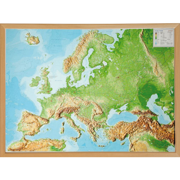 RELIEF EUROPA 1:8.000.000 MIT NATURHOLZRAHMEN Karte georelief Vertriebs GbR